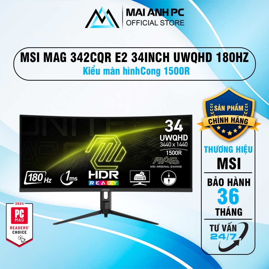 Màn hình MSI 34inch MAG 342CQR E2 (34in / VA / WQHD / 180Hz / 1ms)