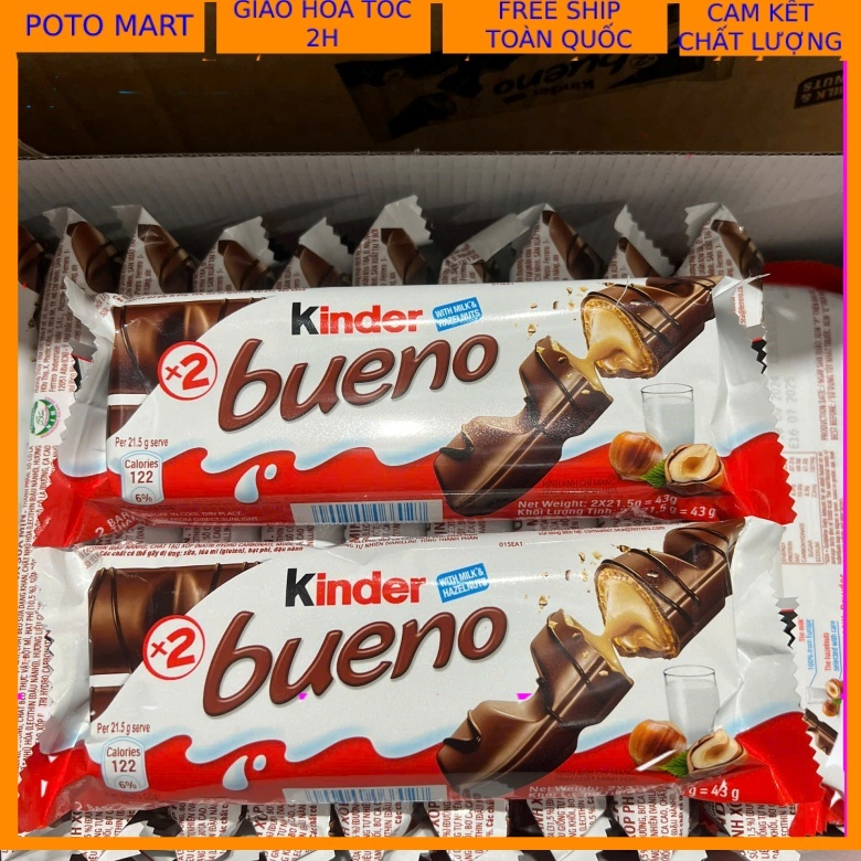 Bánh Chocolate Nhân Hạt Dẻ Kinder Bueno 43g (Gói 2 Thanh)