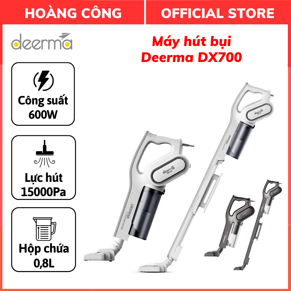 Máy Hút Bụi Cầm Tay DEERMA DX700, Công suất 600W, Lực hút 15000Pa, Công nghệ lốc xoáy - Pro Cyclone,