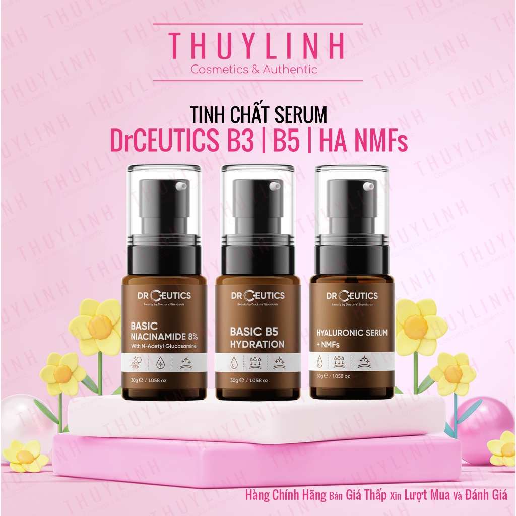 Serum DrCeutics Basic B5 Hydration, B3 Niacinamide Basic, HA NMFs Cấp Ẩm Phục Hồi Da 30ml