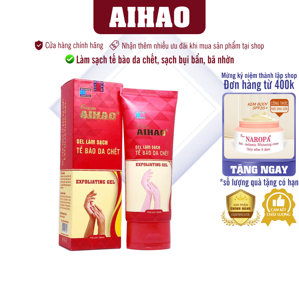 Kem AIHAO Tẩy Tế Bào Da Chết (100ml) làm sạch bụi bẩn, bã nhờn, không khô da