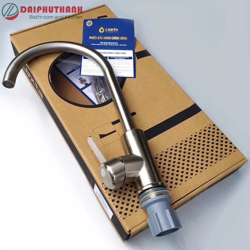 Vòi Bếp Vòi Rửa Bát Nóng Lạnh Chính Hãng LUXTA Chất Liệu Cao Cấp - Nhiều kiểu thân tròn, thân vuông, lò xo, tặng dây cấp