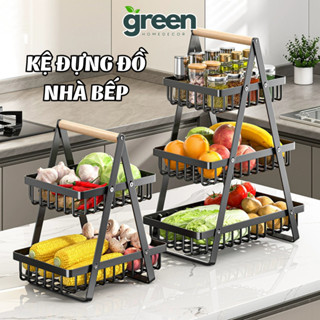 Kệ Đựng Đồ Nhà Bếp Đa Năng 3 Tầng, Giỏ Đựng Gia Vị, Trái Cây, Decor Đa Năng Thép Cacbon Cao Cấp