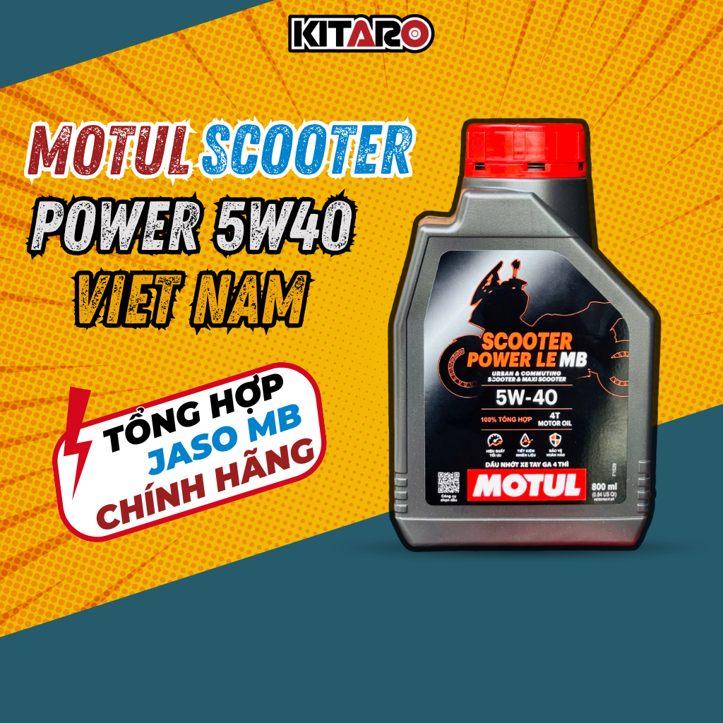 Nhớt xe tay ga Motul Scooter Power Le 5w40 800ml, nhớt tổng hợp chính hãng cao cấp, bền máy