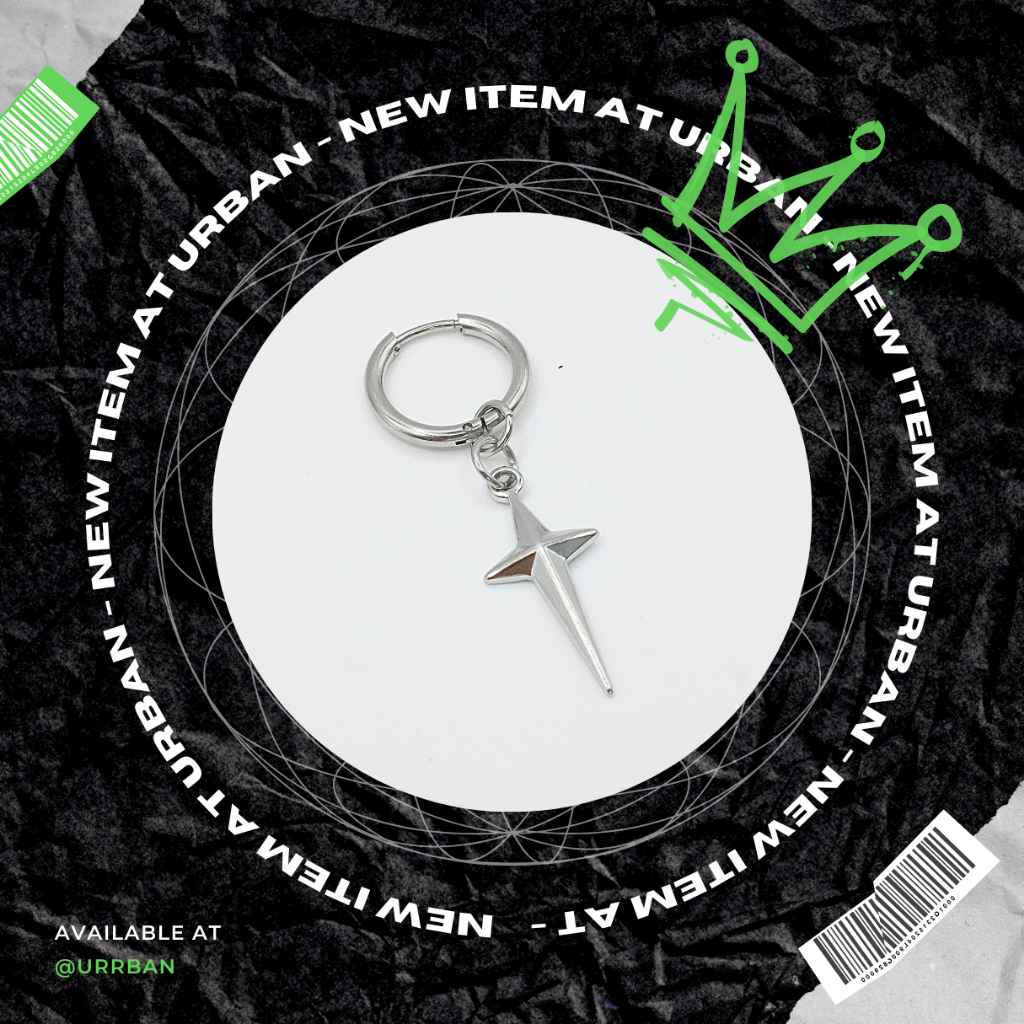 [1 Chiếc] Khuyên tai, chất liệu thép không gỉ HOOP SAO Không Ngứa Không Đen urban  [bấm]