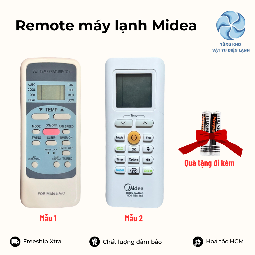 Remote máy lạnh Midea - Điều khiển điều hoà Midea các loại - Mốt điều hoà Midea