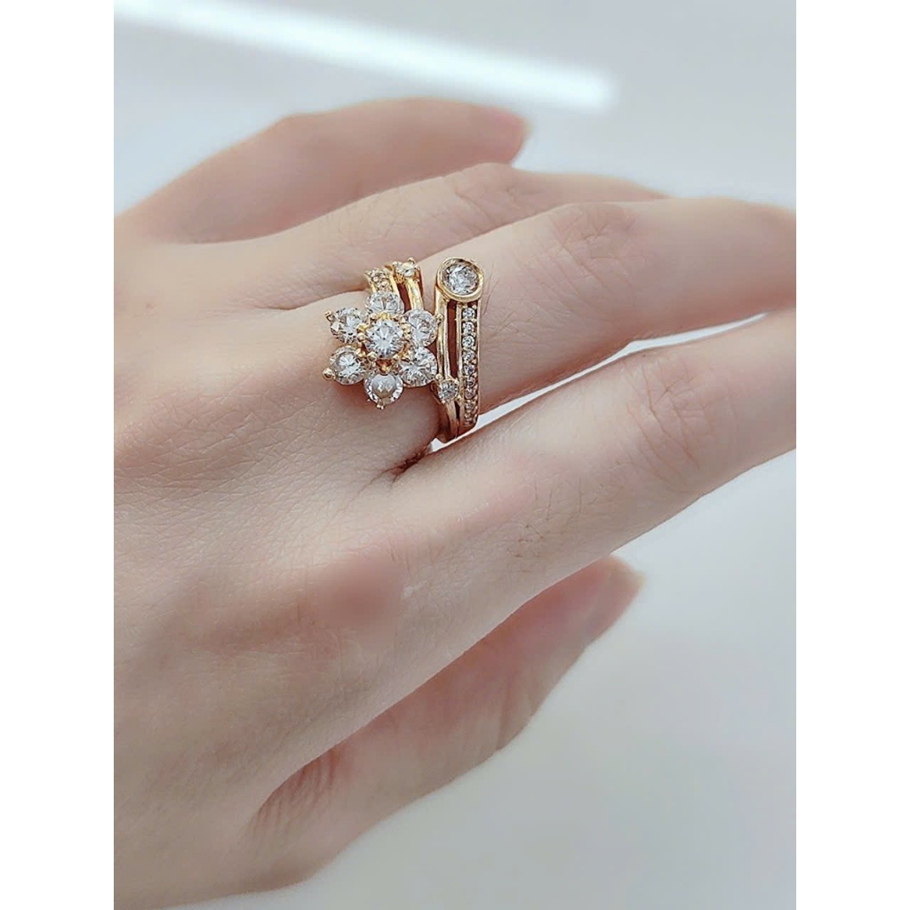 Nhẫn nữ hoa 6 cánh đồng đỏ không xi màu miền tây