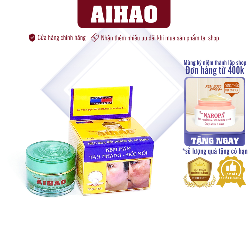 Kem AIHAO Nám - Tàn Nhang - Đồi Mồi (hộp 10g) hết sạm nám, không lo sắc tố đen