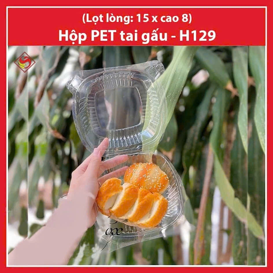 100 cái - Hộp tai gấu - H129 đựng bánh sừng bò