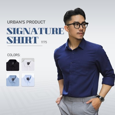 Áo sơ mi nam tay dài URBAN vải BAMBOO mềm mịn hạn chế nhăn thiết kế túi ngực tinh tế phom basic NO. 1175