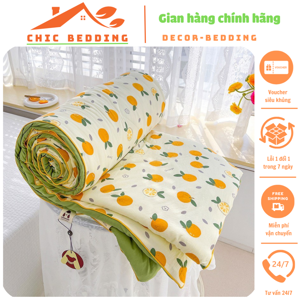  Chăn cotton đũi xơ đậu nành hè thu nhập khẩu Mền hè đũi cotton bông đậu chất liệu mềm mại thoáng mát giặt máy thỏa mái 
