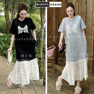 Váy bầu mùa hè dáng maxi suông dài chất thun lạnh cotton X226 mềm mát phối chân ren hoa nhí bồng bềnh mặc đi chơi biển