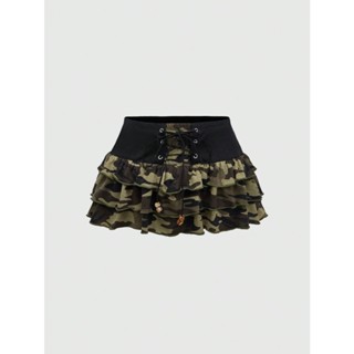 Chân Váy Nữ Mini Cạp Thấp Form Chữ A Xếp Tầng Y2K