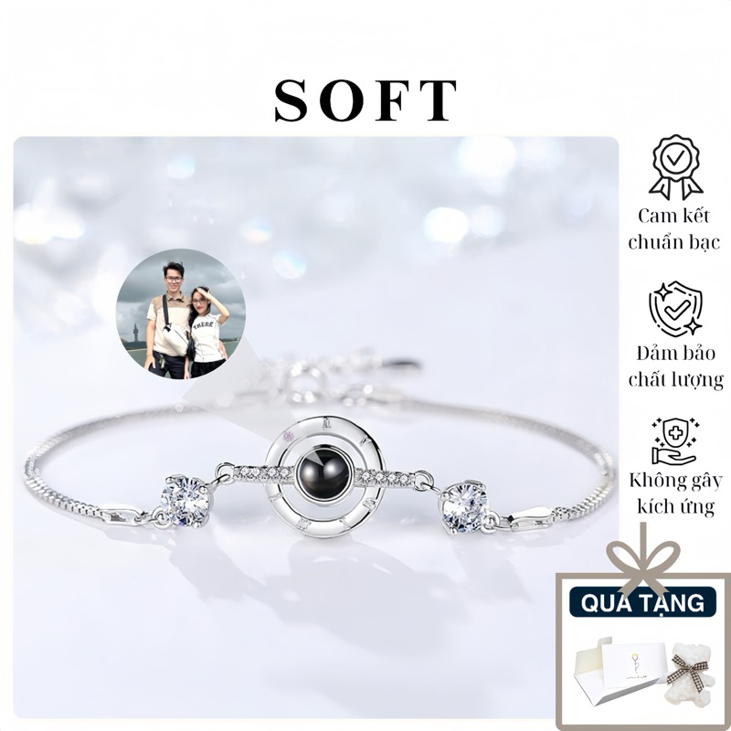 Lắc Tay 100% Bạc S925 In Ảnh, Lắc Tay In Ảnh Thấu Kính-Soft