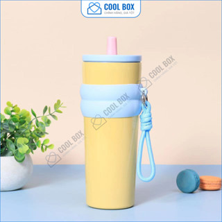 Ly giữ nhiệt Fun 710ml có ống hút, ly giữ nhiệt nóng lạnh inox 316 cao cấp có quai xách tiện lợi
