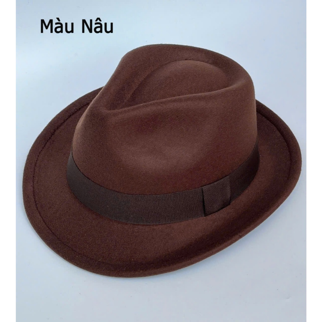 Mũ Phớt Nam Mũ Phớt Nỉ Trung Niên Mũ Phớt Vành Ngắn 4cm Cao Cấp Sang Trọng