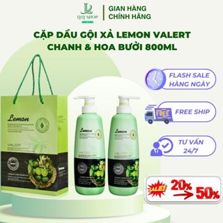  Cặp Dầu Gội Xả LEMON VALERT Chanh & Hoa Bưởi 750ML  Phục Hồi Hư Tổn,Ngăn Gàu Nấm Kích Thích Mọc Tóc 