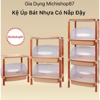 ( giá sỉ ) Kệ úp chén, bát nhiều tầng có nắp đậy nhựa Việt Nhật ,kệ đựng bát đũa chắn chắn bền đẹp (5552-1,2,3)