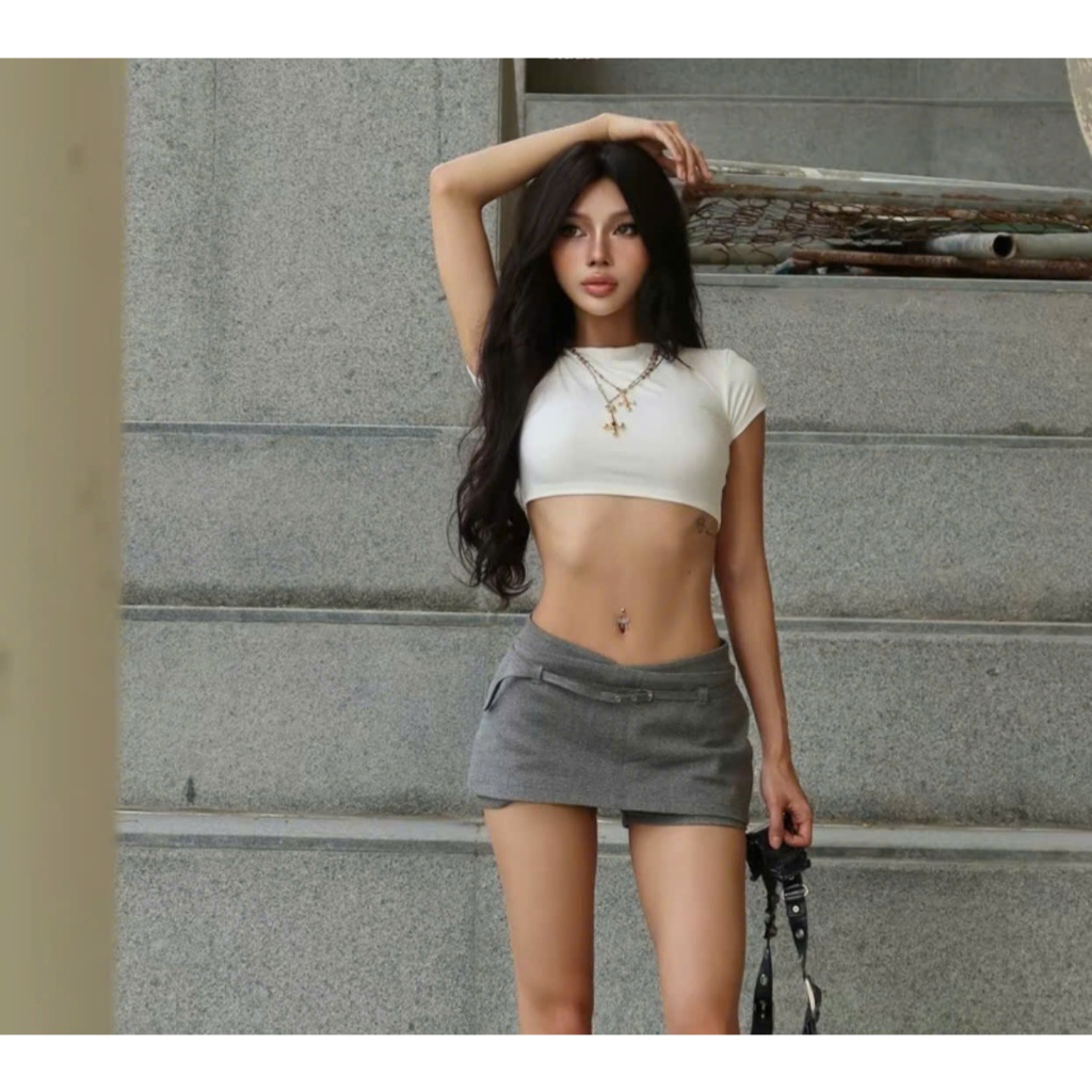Váy Quần Ngắn Cạp Trễ Có Thắt Lưng Augety Studio, KENDIE Skirt