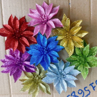 Hoa trà phủ nhũ, kim tuyến trang trí oản tài lộc | Phụ kiện trang trí