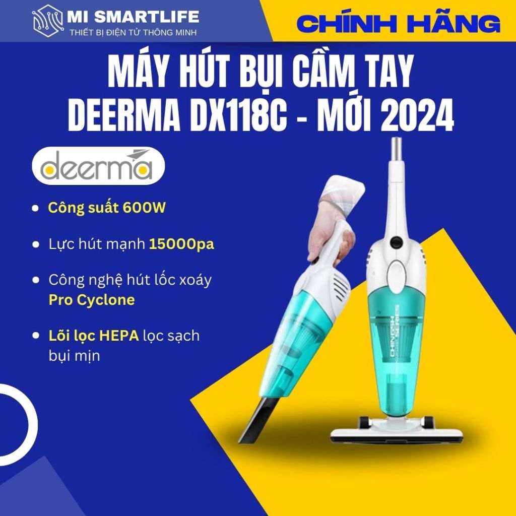 [BẢN MỚI] Máy Hút Bụi Cầm Tay Deerma DX118C Bảo hành 12 tháng - BẢN MỚI 600W