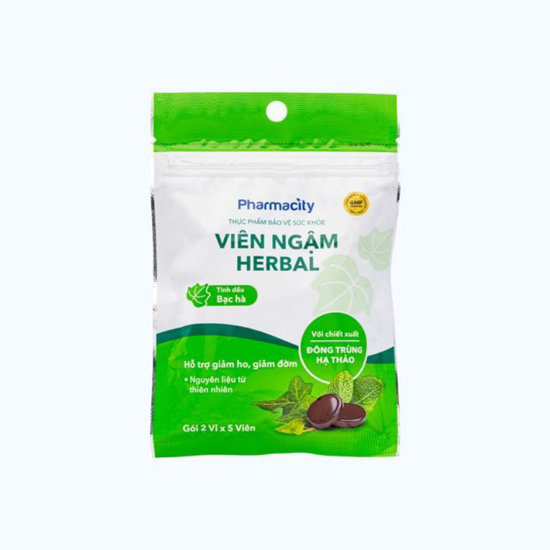 Viên ngậm Pharmacity Herbal Lozenges giảm ho, long đờm (2 vỉ x 5 viên)
