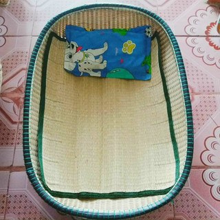 Chiếu cói trẻ em 55x65cm, sợi cói tự nhiên, bo viền mềm mại