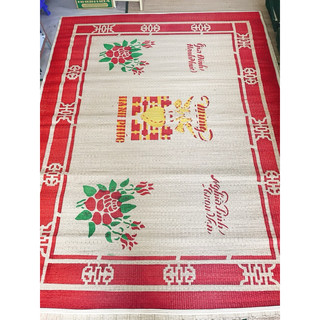 Chiếu cói 1m8x2m in hoa bo viền, chiếu cưới