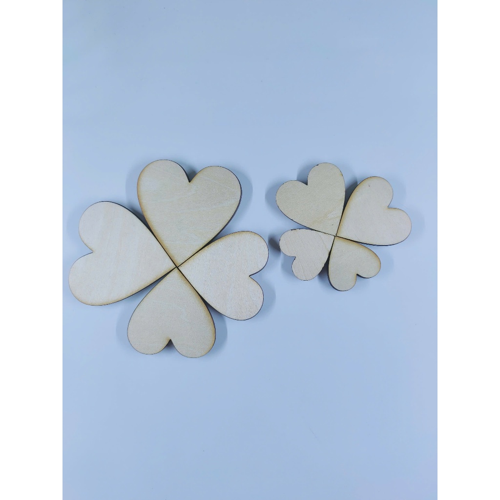 50 Miếng Gỗ Hình Trái Tim Bằng Gỗ Plywood Dày 3mm Size 3,4,5,6,7cm