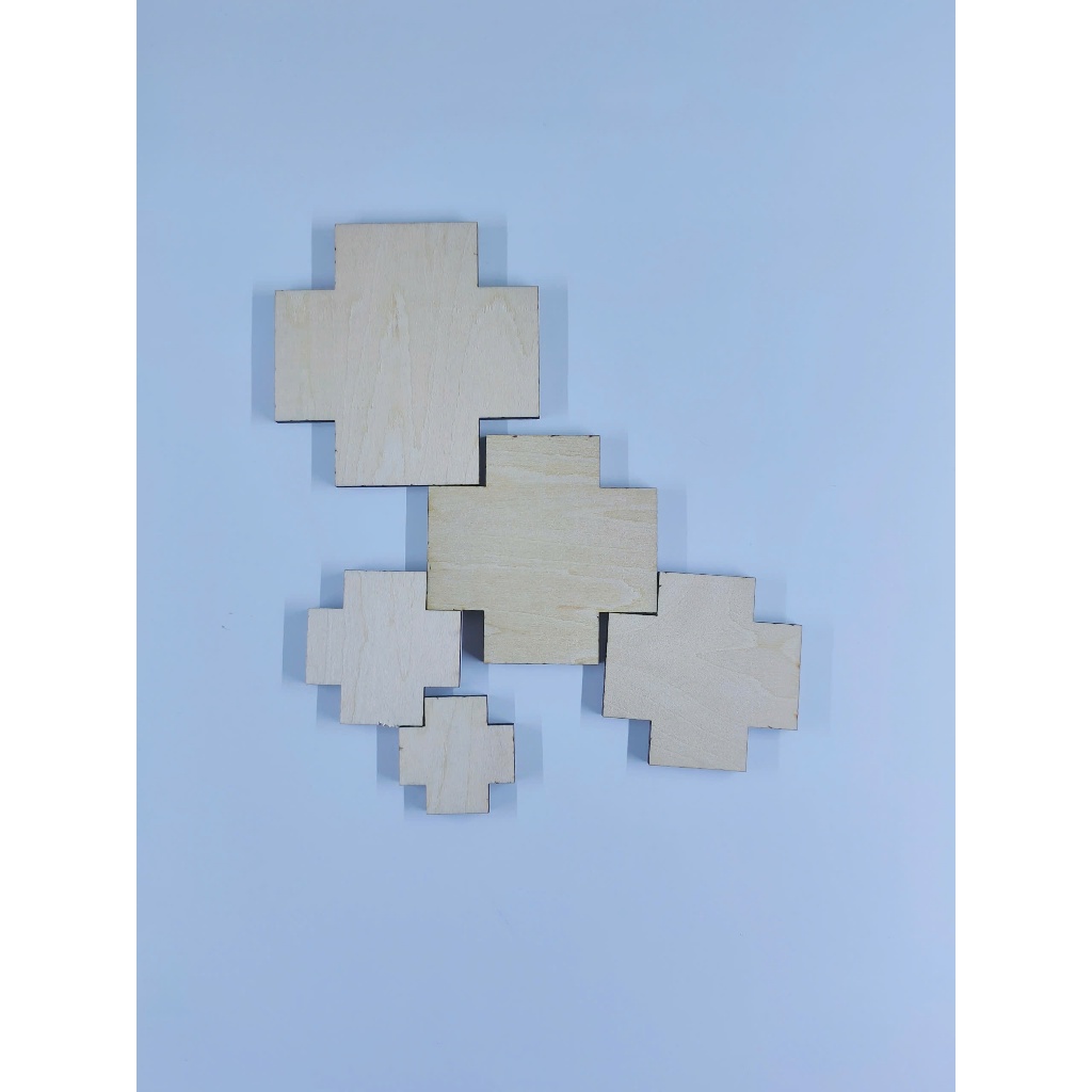 50 Miếng Gỗ Hình Chữ Thập Bằng Gỗ Plywood Dày 3mm Size 3,4,5,6,7cm