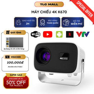 Máy Chiếu Mini K670 KAW/SWI Siêu Nét Hỗ Trợ 4K, Độ Sáng Cao, Xoay 360°,Chiếu Mọi Góc Độ, BH 12 Tháng