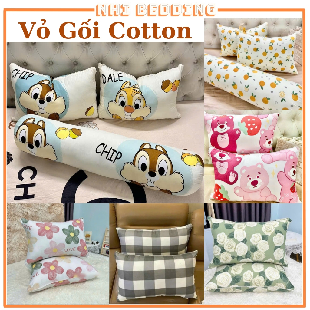Gối nằm 50x70 cm vỏ gối ôm Áo gối nằm Cotton poly nhiều mẫu