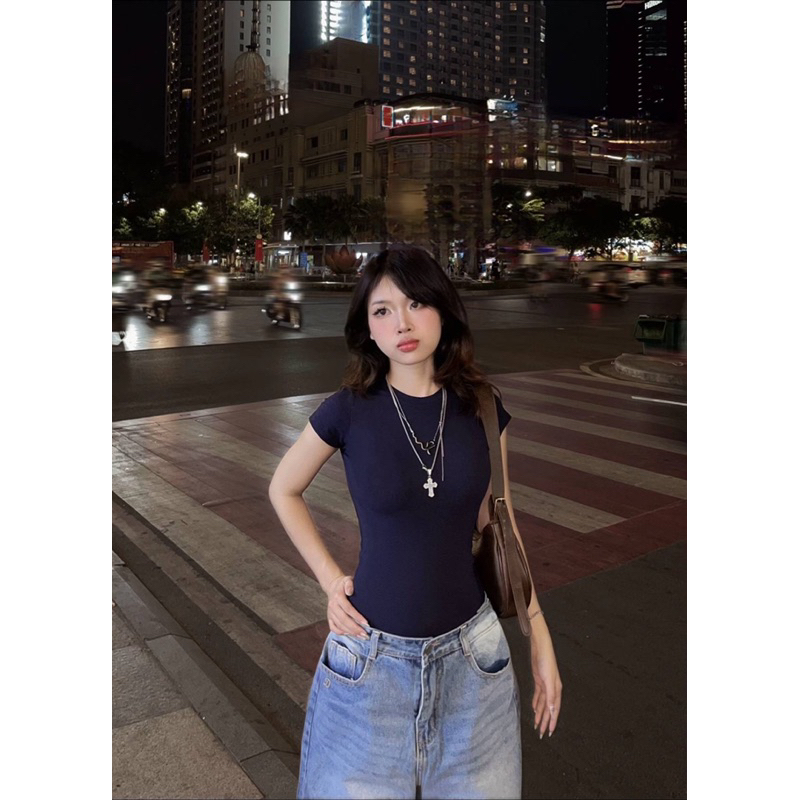 [MỞ BÁN] ÁO THUN DÁNG ÔM NHẸ CỔ TRÒN CỘC TAY cotton mịn mát mùa hè m666 | BigBuy360 - bigbuy360.vn