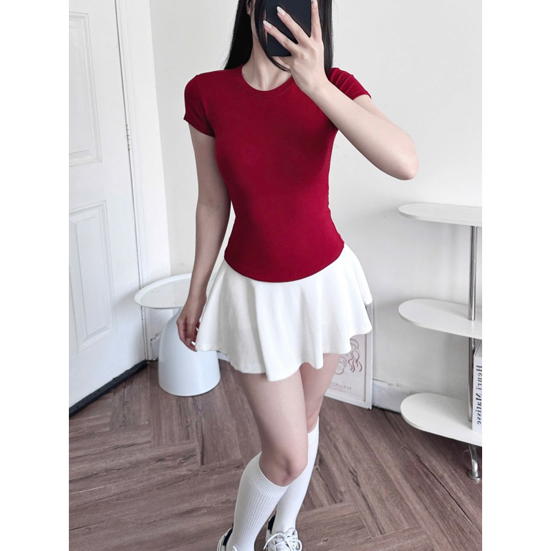 [MỞ BÁN] ÁO THUN DÁNG ÔM NHẸ CỔ TRÒN CỘC TAY cotton mịn mát mùa hè m666 | BigBuy360 - bigbuy360.vn