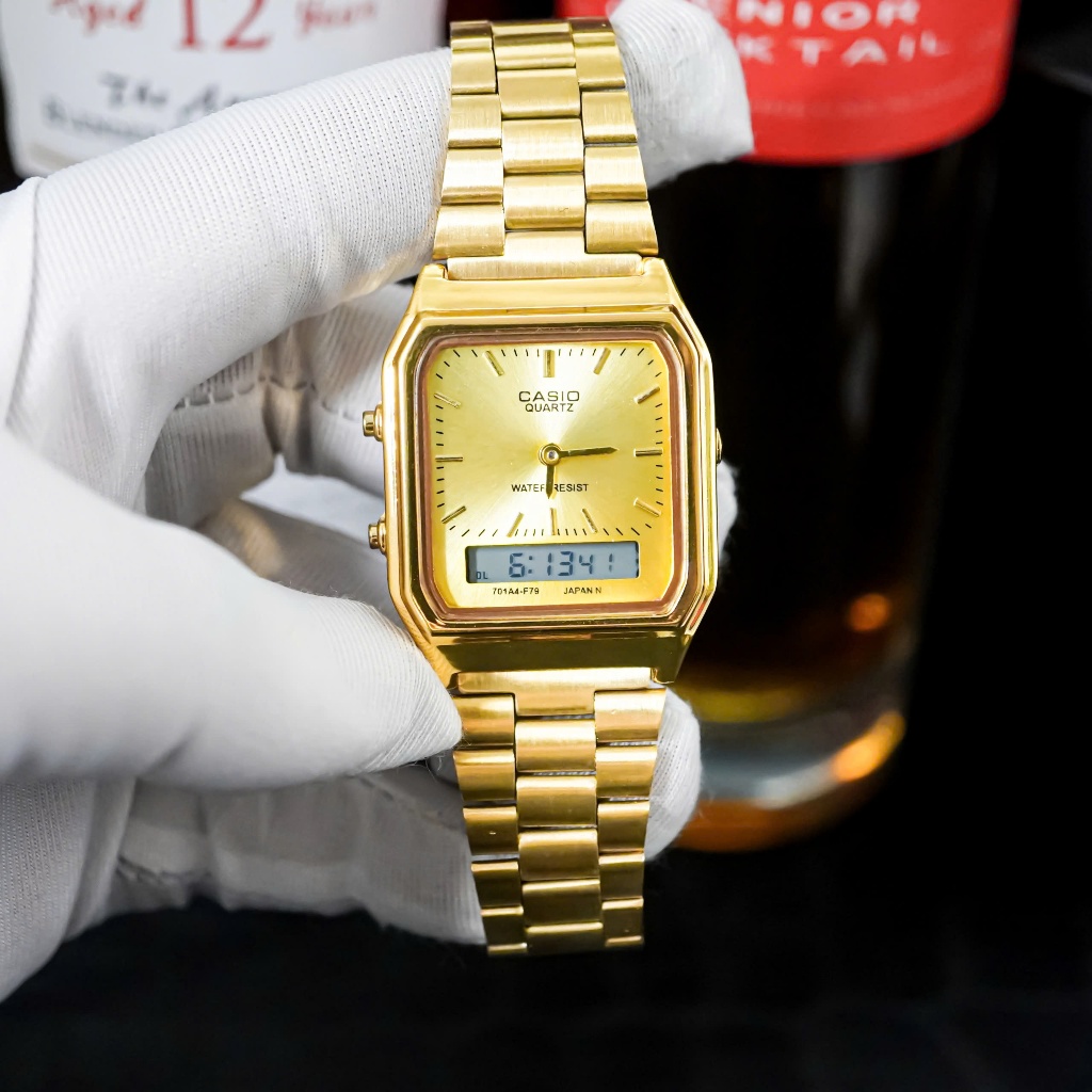 Đồng hồ CA.SI.O  AQ-230 mặt vuông cổ điển đơn giản, phối đồ dễ dàng, lịch lãm bảo hành 12 tháng