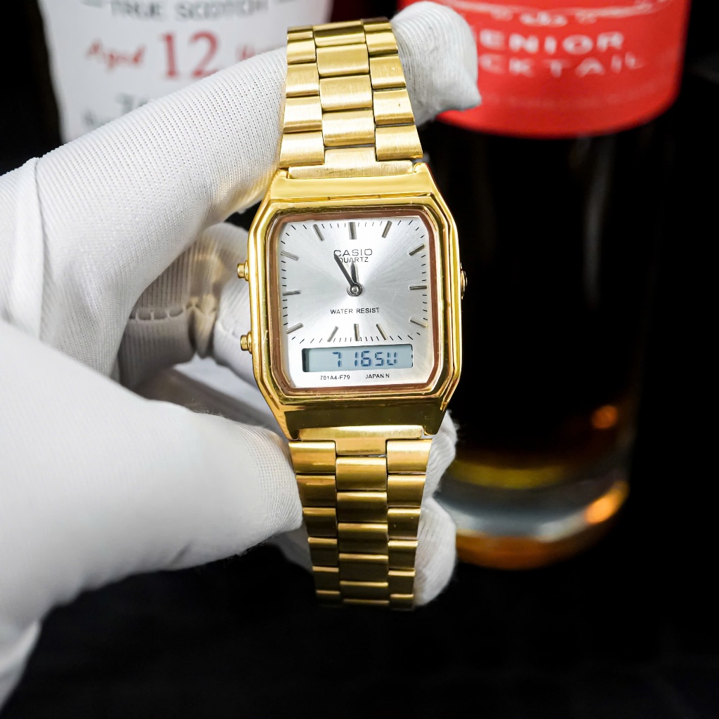 Đồng hồ CA.SI.O  AQ-230 mặt vuông cổ điển đơn giản, phối đồ dễ dàng, lịch lãm bảo hành 12 tháng