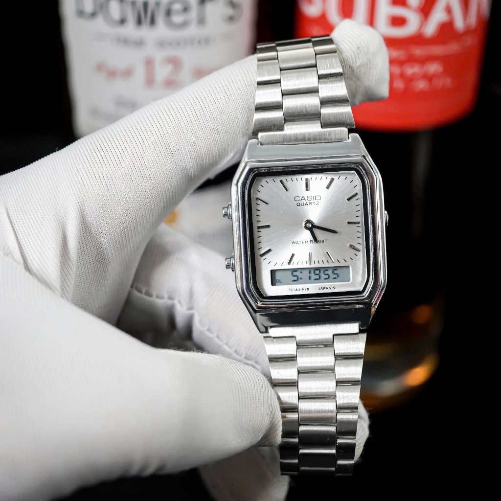 Đồng hồ CA.SI.O  AQ-230 mặt vuông cổ điển đơn giản, phối đồ dễ dàng, lịch lãm bảo hành 12 tháng