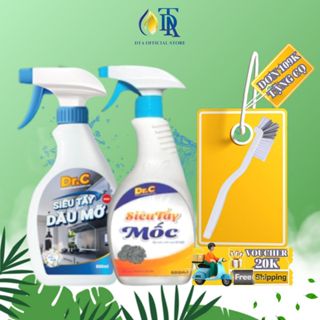 Combo Siêu Tẩy Dầu Mỡ Đa Năng, Tẩy Sạch Dầu Mỡ Xoong Nồi+Siêu Tẩy Mốc Chính Hãng Dr.C 300ml Tẩy Mốc Trên Mọi BềTẩy