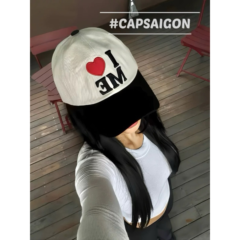 Mũ lưỡi trai CAPSAIGON phối màu basic I LOVE ME unisex đơn giản 2 lớp hàng loại 1