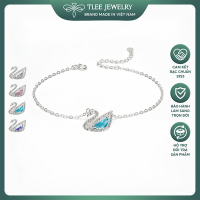 Lắc tay bạc nữ TLEE  thiên nga đính đá lấp lánh TLEEJEWELRY