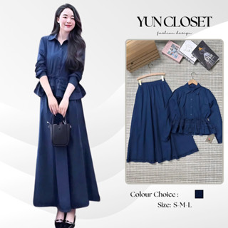 Set Váy Áo Dài Tay Thô Kaki Y146 Yun Closet Nhẹ Nhàng, Tinh Tế, Chuẩn Nàng Thơ