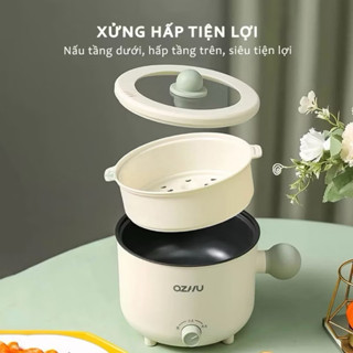 Nồi Lẩu Điện mini OZHU Đa Năng 2 Nấc Nhiệt Kèm Giá Hấp 18cm Dung Tích 1,8L -TT79