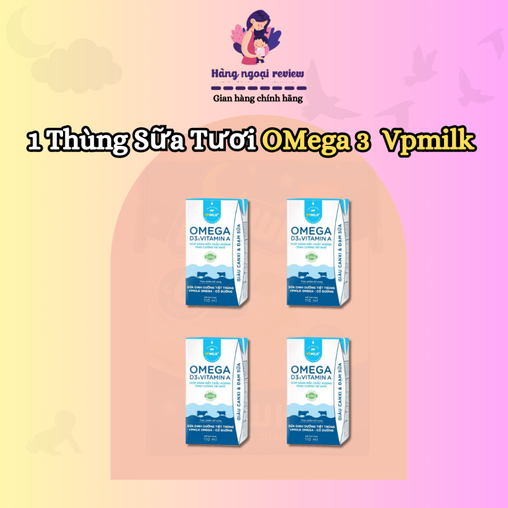 1 Thùng Sữa Tươi Omega 3 VPMILK Bổ Sung Dưỡng Chất Cho Bé Hộp 110ml