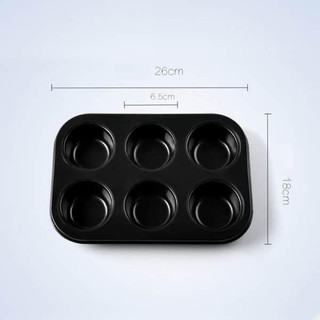Khuôn cupcake 6 lỗ đen