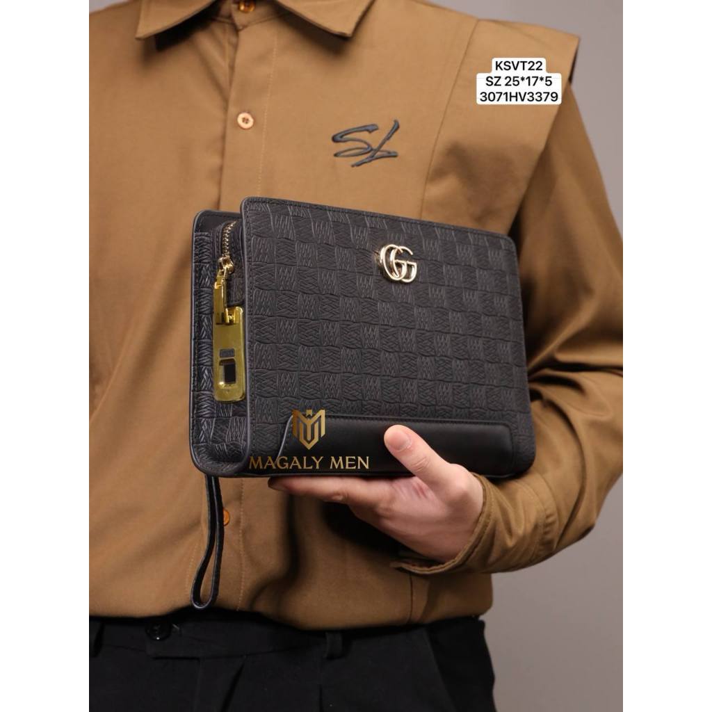 Ví Khóa Vân Tay, Ví Cầm tay, Clutch Cầm Tay Nam Da Bò KSVT22