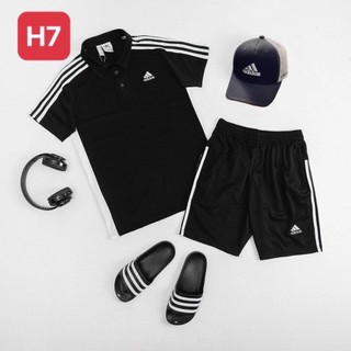  Bộ Quần Áo Adidas Thêu Logo 3 lá Siêu Chất - Bộ Thể Thao Nam Nữ ADD Cổ Bẻ Siêu Basic Hottrend 2k5 