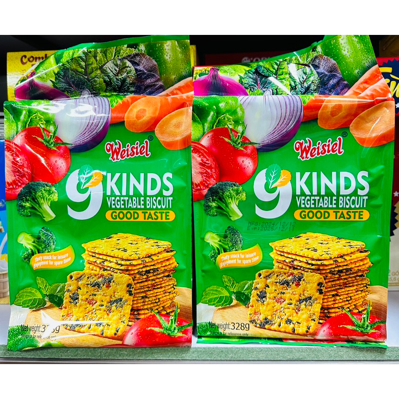 Bánh Ăn Kiêng 9 Loại Rau Củ Weisiel Hongkong Gói lớn 328gram