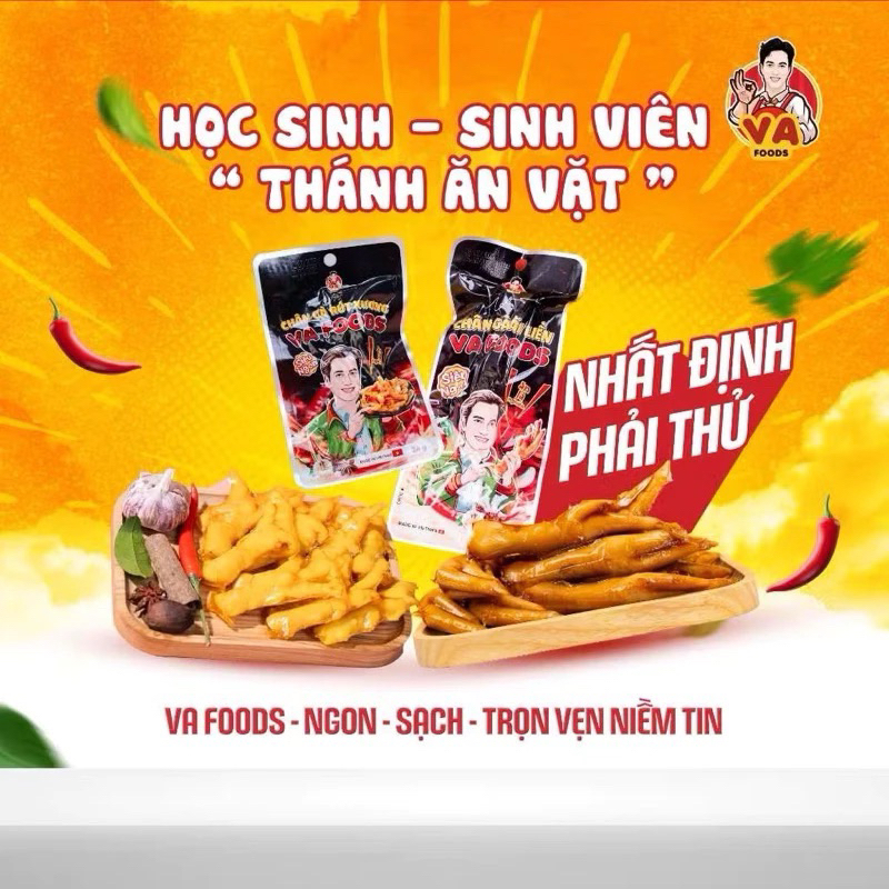 Combo 10-20 Túi Chân Gà Rút Xương/ Chân Gà Có Xương VA Foods Hàng Việt Ăn Vặt Siêu Ngon - Túi 26g
