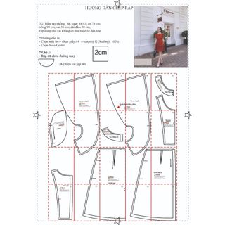 Rập giấy A0 mã 782 - đầm tay phồng cách điệu
