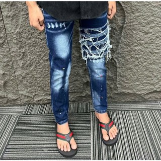  Quần Jean nam DSQ2 thêu 4 SỌC TUA   4 KHÓA KÉO chéo và Chữ dọc mix 2khoá 